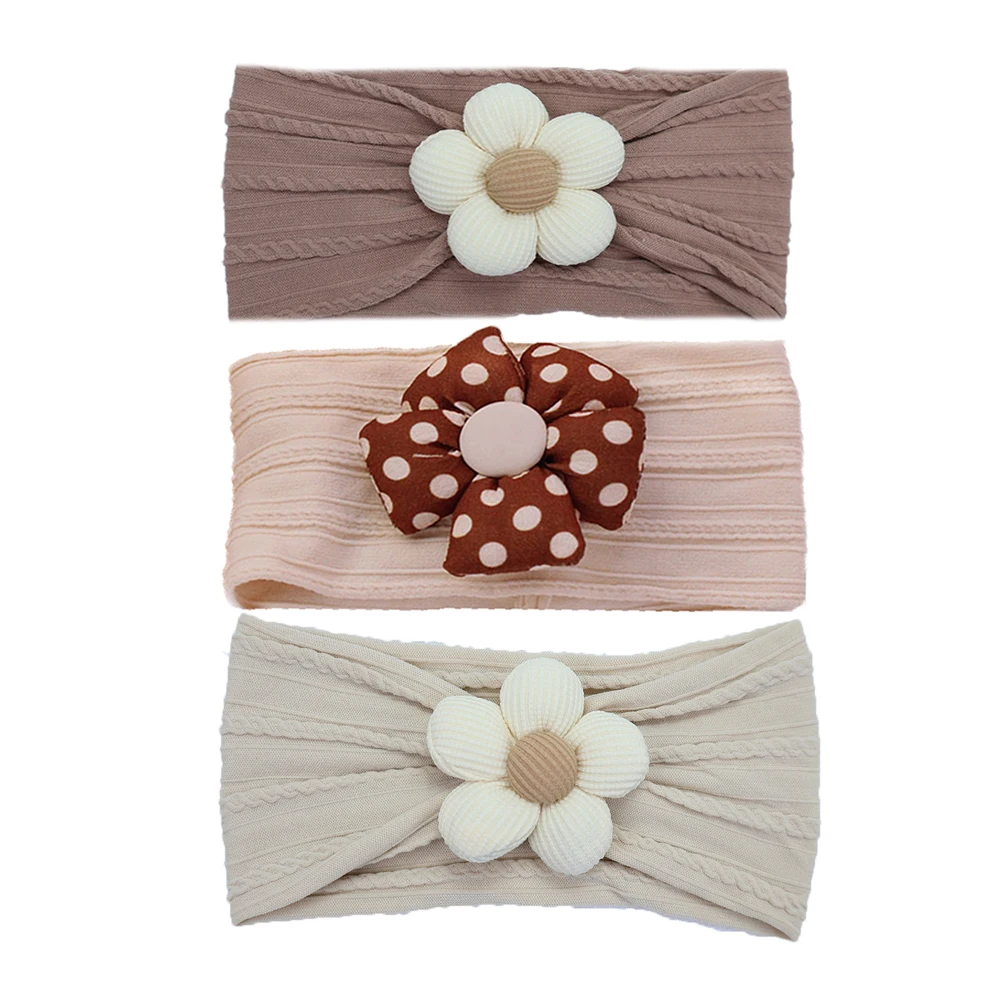 Cute Flower Baby Headband Soft Nylon Girl Hairband Elastic Children Turban Kids Headwear Newborn Infant Baby Hair Accessories 3 inches jacquard bows newborn baby headband girls nylon hairbands cotton linen soft children headwear cute hair accessories