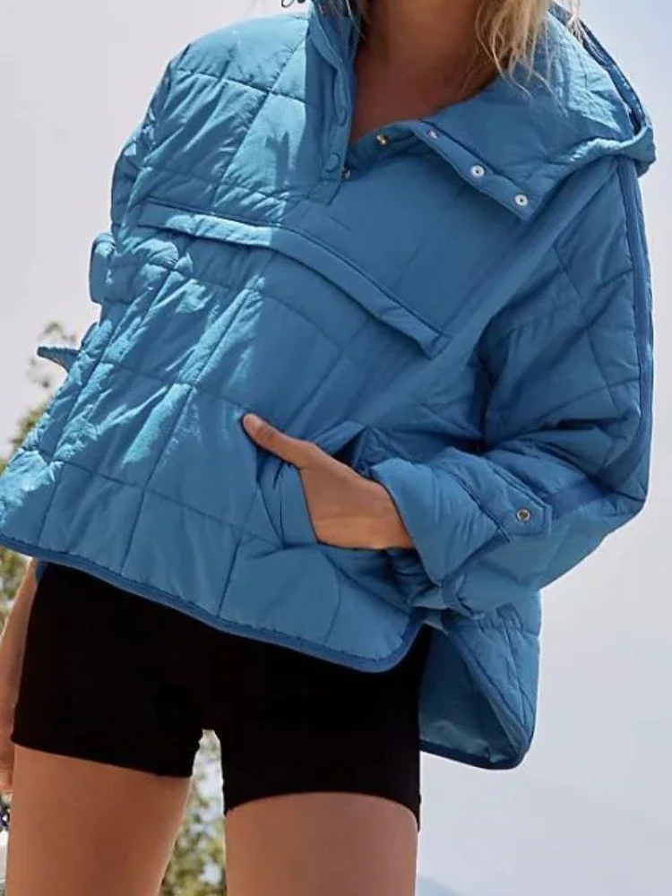 Пальто женское зимнее 2024, куртка, винтажная одежда, Свободный бомбер, утепленные Топы с капюшоном, уличная мода, женские плотные куртки