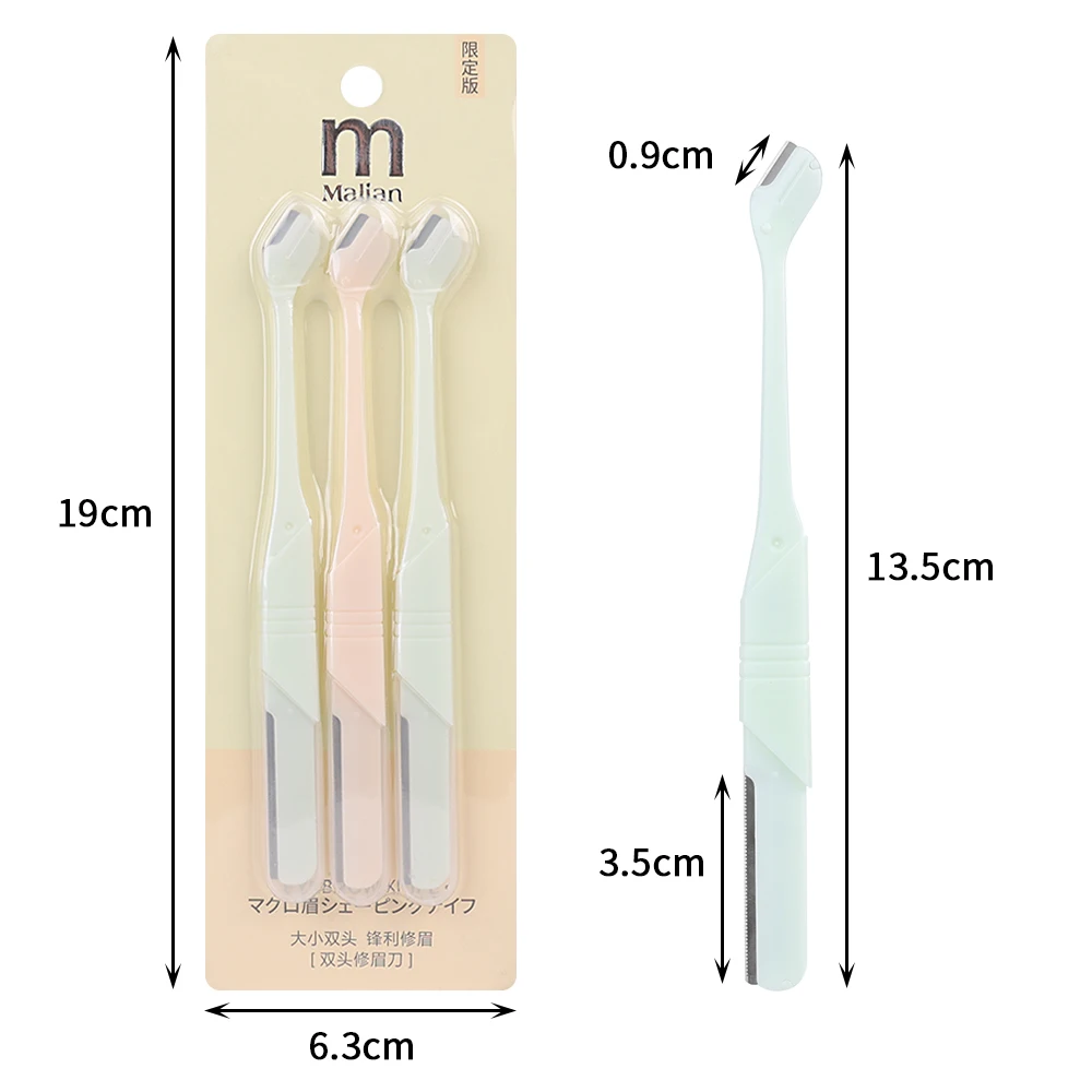 3 Pieces Of Eyebrow Trimmers, Double-Headed Sharp Blades, Safety Net, Professional Eyebrow Trimmer, Portable Makeup Tool