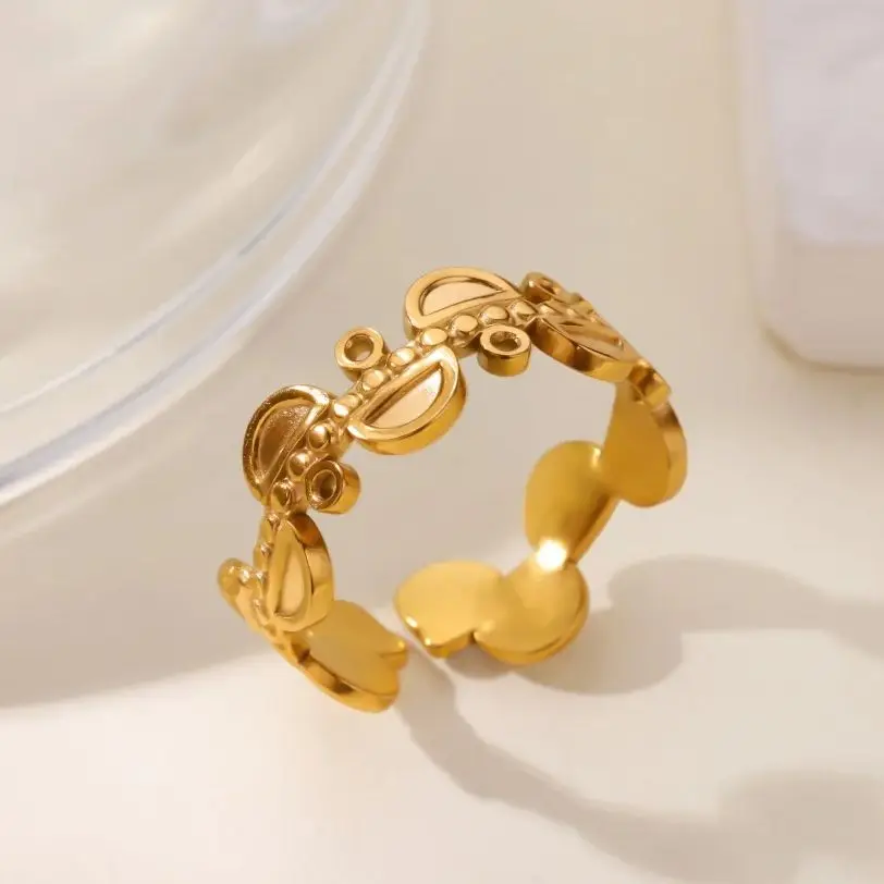 Fashion Mushroom Rings For Women Gold Color Stainless Steel