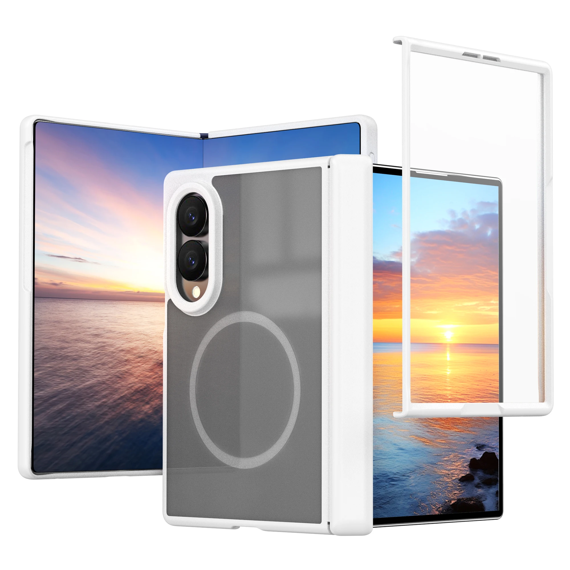 Magnetic Case with Built-in Tempered Glass Screen Protector and Hinge Guard in Matte Acrylic Finish