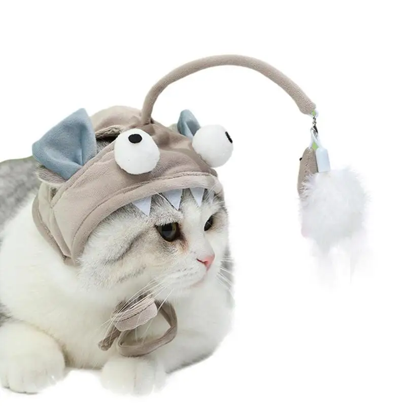 Yananmall Cat Toys Cat Hat Self-Play Toy Fish and Feather Teaser