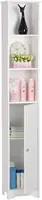 Storage Cabinet 12" Wide White Skinny Linen Cabinet with 3 Open Shelves Single Door Adjustable Shelf Space Saving Corner Pantry 1