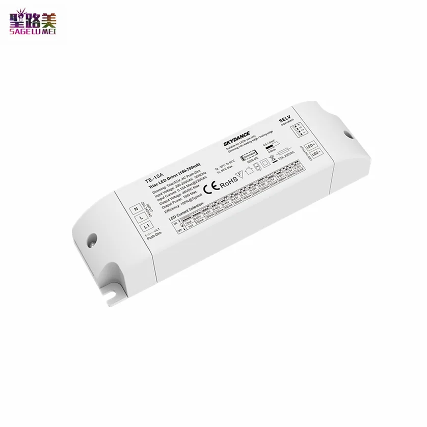 AC220V To 10-45VDC 15W 150MA-700MA Triac Dimmable LED Driver Constant Current  DIP Switch Transformer For Downlight Spotlight