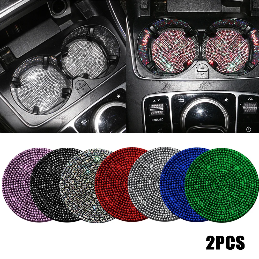 Multifunctional Car Diamond Coaster Water Cup Slot Non-Slip Mat Silica Pad Cup Holder Mat Auto Interior Decoration Accessories