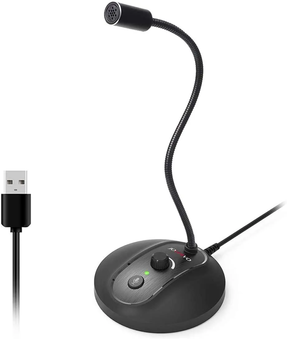 Omnidirectional USB Microphone with Gooseneck Flexibility, Mute Control & LED Indicator, Noise-Canceling, Easy Plug & Play Setup