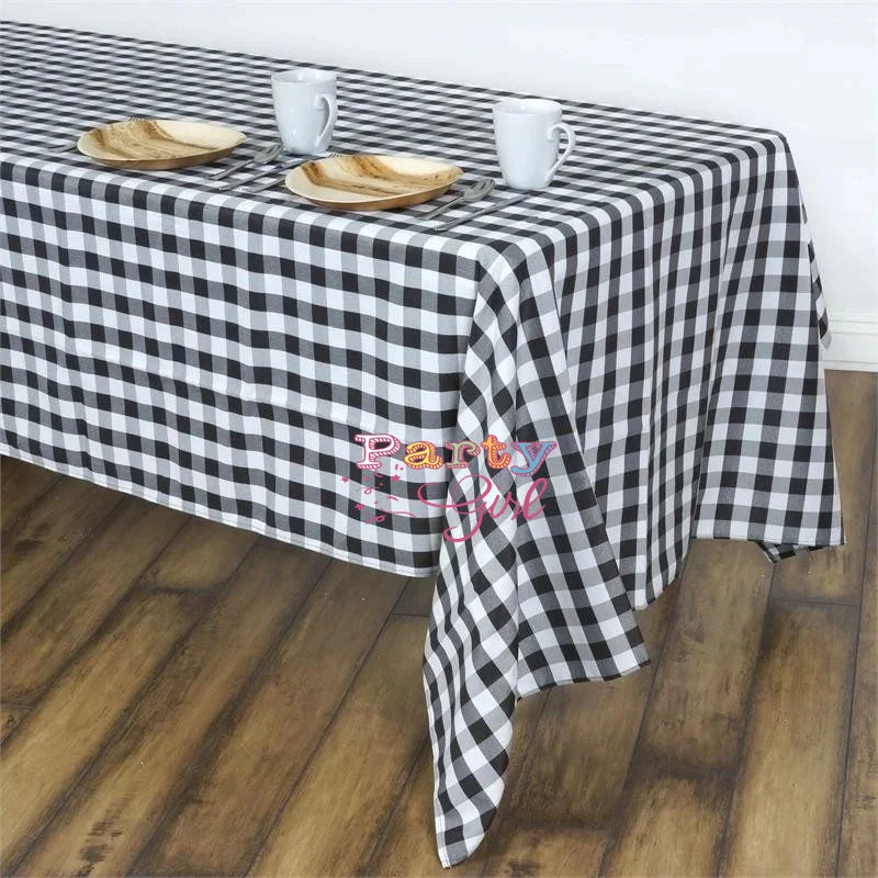 

Nice Looking Plaid Tablecloth Rectangular Checkered Polyester Linen Table Cloth Overlay For Wedding Event Party Decoration