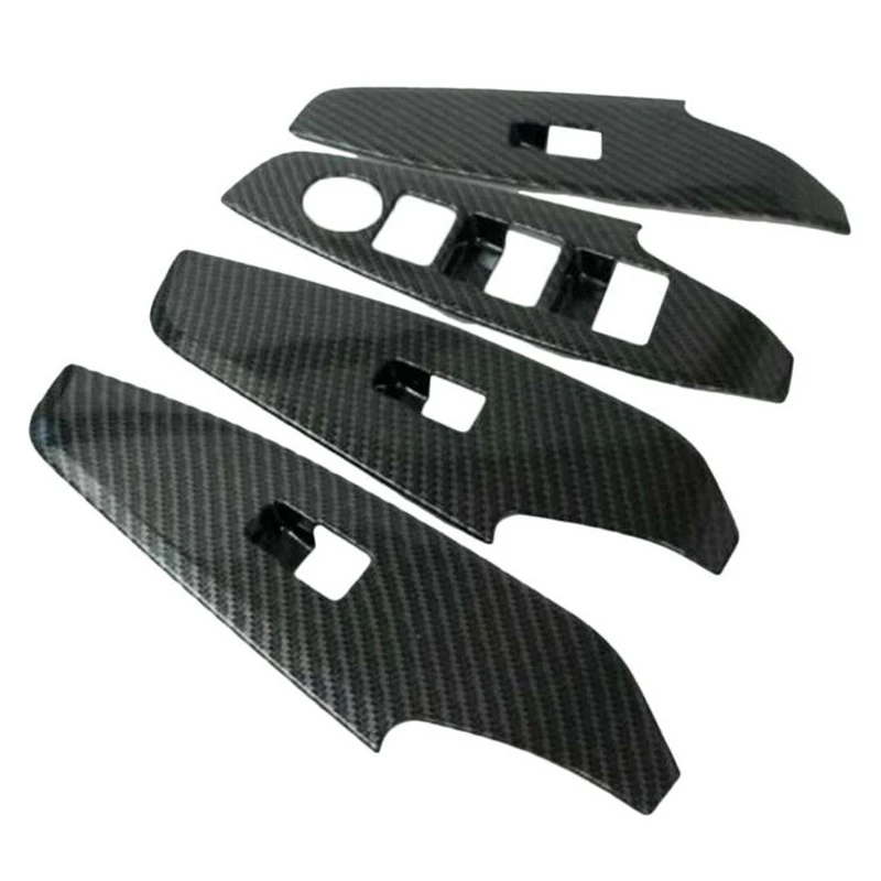 

Для 3 Axela 2017 углеродное волокно дверная ручка Power Window Lift кнопка переключения крышка отделка рамка наклейка аксессуары