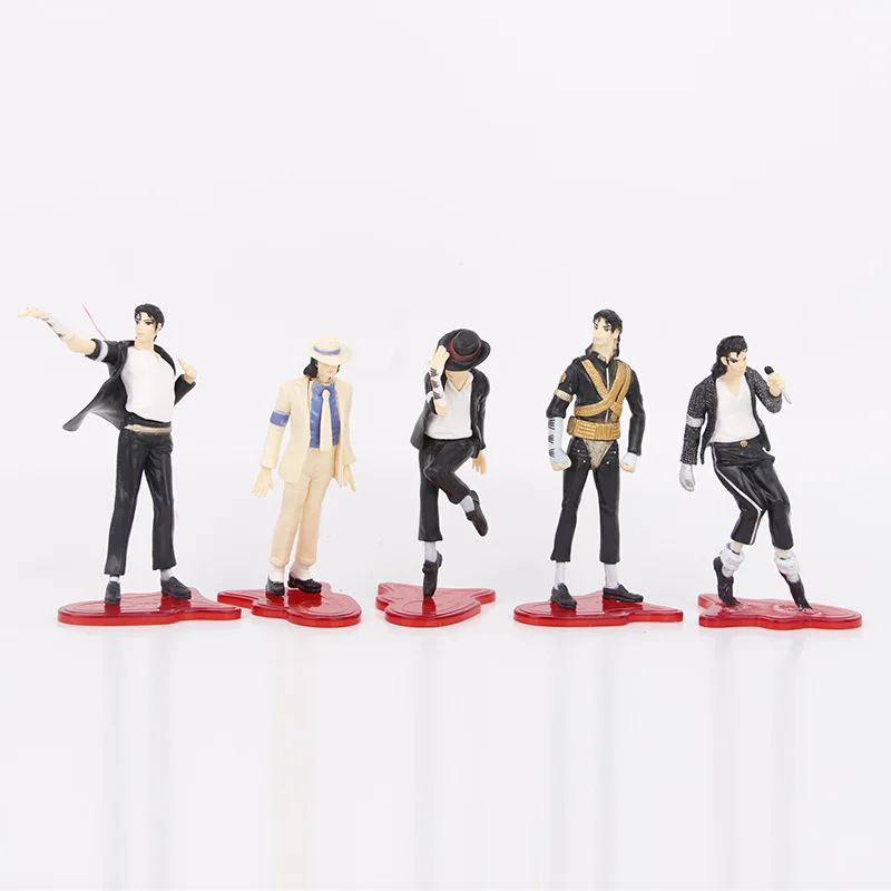 5pcs/set Michael Jackson Superstar Spacewalk Cartoon Anime Figure Toys Collection Model PVC Doll Ornaments