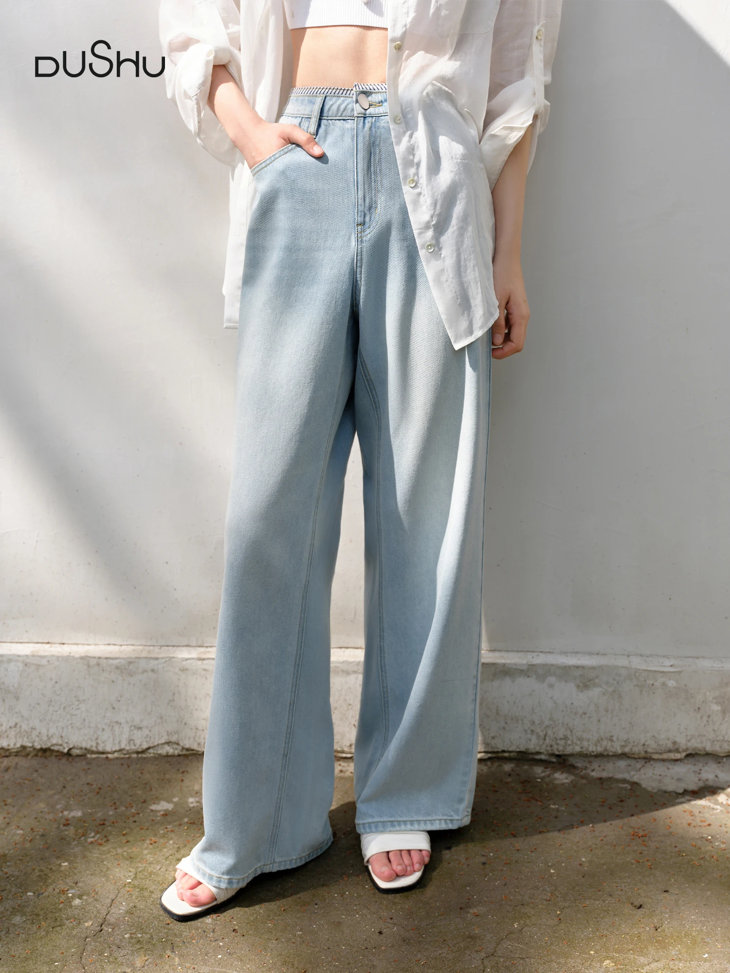 DUSHUHelleJeans,Sommer2022,neuerStil,modisch,All-Match,hoheTaille,gestreifteNähte,geradeHose25DS82744-AliExpress200000345