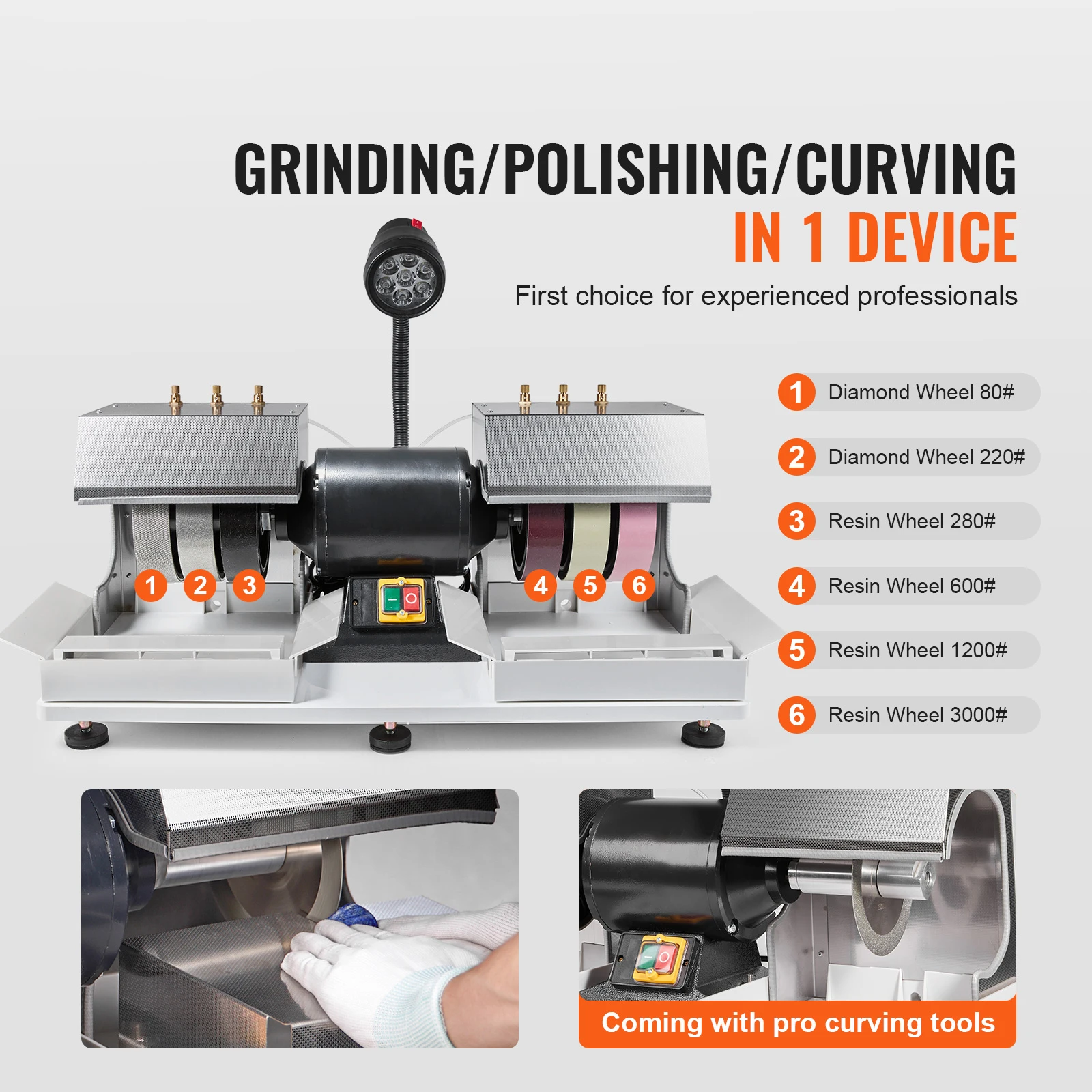 Electric Lapidary Rock Grinder Polisher Machine 6 Inch 2HP