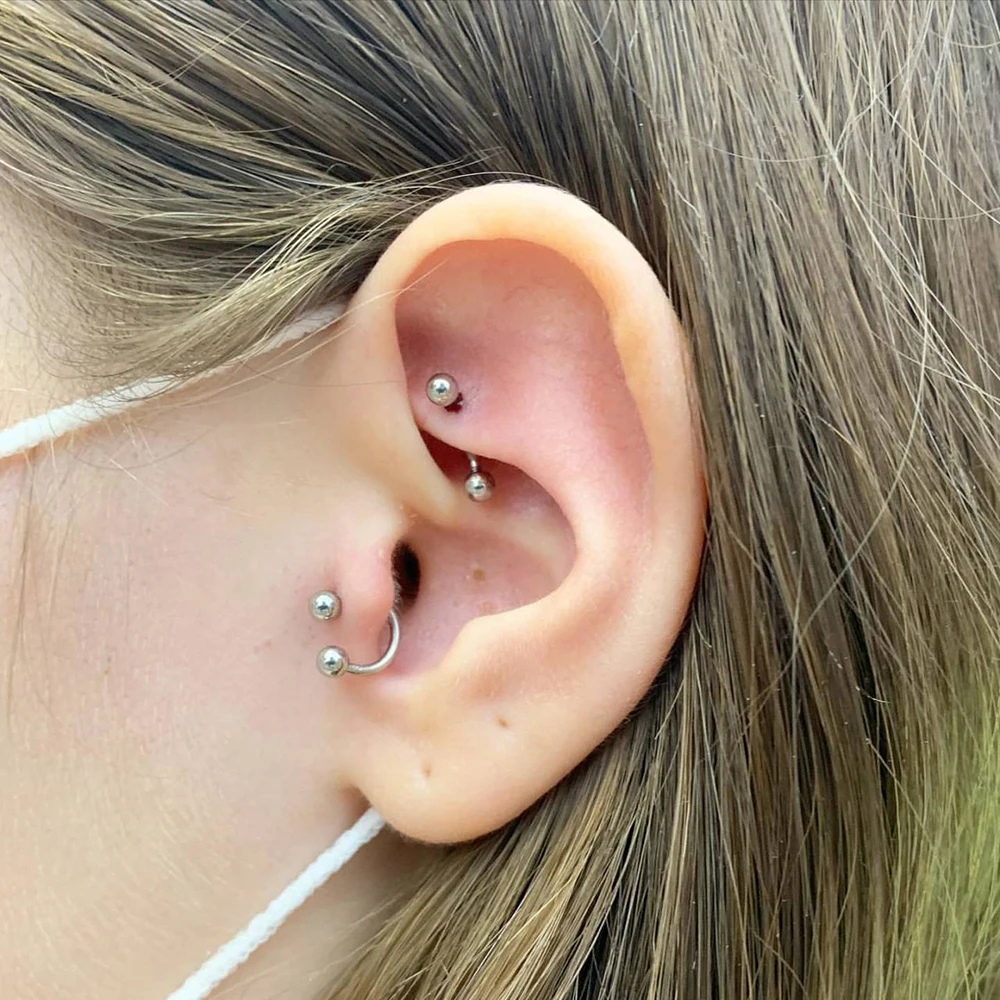 2&5Pcs/Pack 16G 20G Surgical Steel Helix Horseshoe Septum Nose Ring & Captive Bead Hoop Cartilage Stud Earrings Tragus Piercing nose rings,piercing jewelry,nose studs,body piercing earrings,ear piercing jewelry,ear studs,metal jewelry,hoop earrings,body piercing jewelry,body jewelry