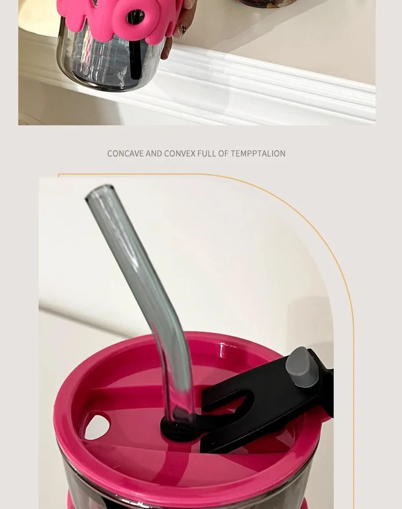 400Ml Glasses Travel Glass Water Coffee Cup With Lid And Straw Simple Ins Style Office Dual Water Outlet Cute Water Bottle 16 400Ml Glasses Travel Glass Water Coffee Cup With Lid And Straw Simple Ins Style Office Dual Water Outlet Cute Water Bottle