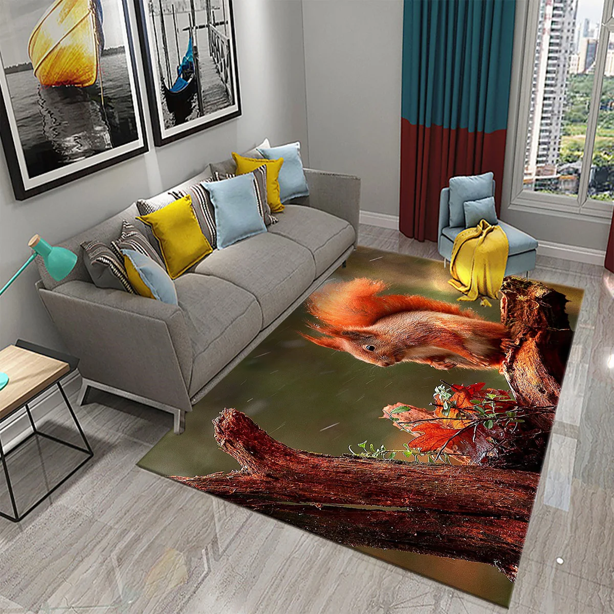 Squirrel Carpet for Living Room Bedroom Area Rugs Bathroom Non Slip Comfort Mat Floor Carpet Home Decor for Kids Festival Gifts