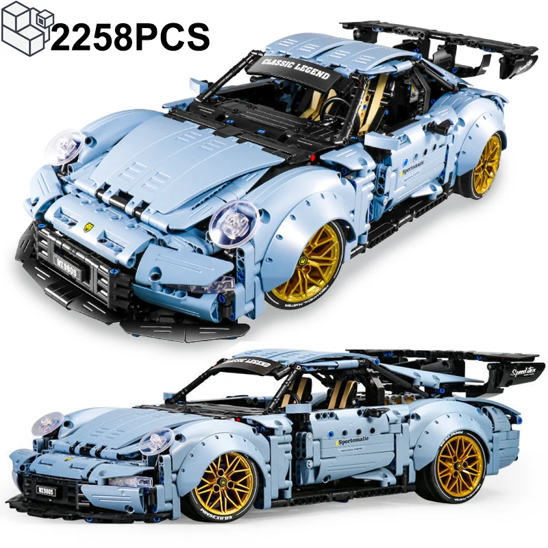

2258 шт. технический 911RWB Hella Flush скоростной спортивный автомобиль, строительные блоки RSR, гоночный автомобиль, кирпичи, игрушки, подарки для мальчиков, взрослый синий