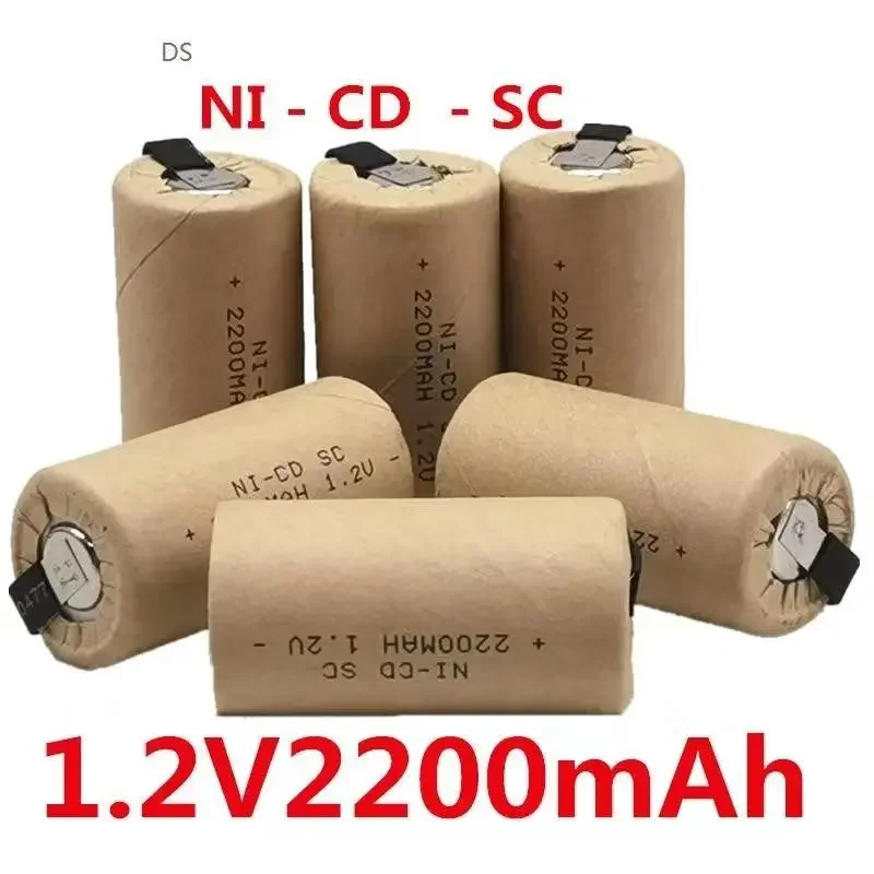 

2-20pcs Screwdriver Electric Drill SC Batteries 1.2V 2200mah Sub C Ni-Cd Rechargeable Battey With Tab Power Tool NiCd SUBC Cells