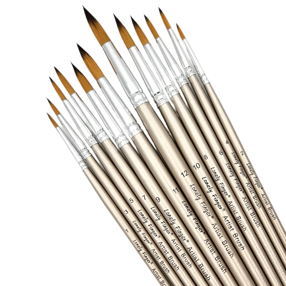 

12Pcs Professional Paint Brushes Set Round Pointed Tip Nylon Hair Artist Brush for Acrylic Watercolor Oil Painting Body Paint