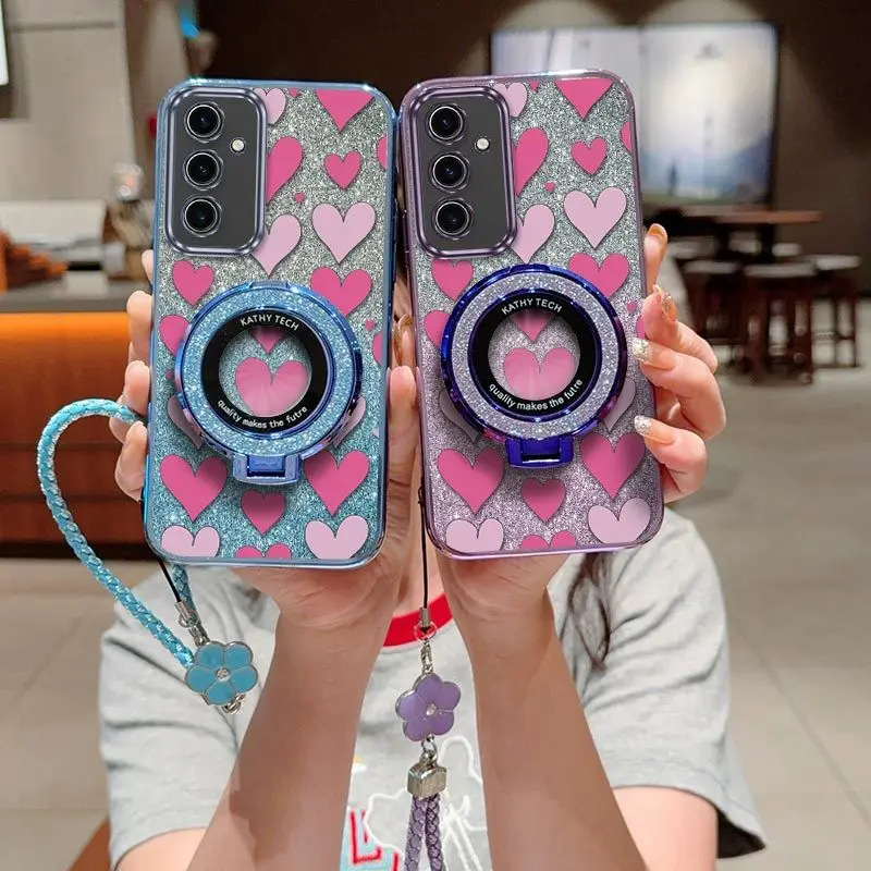 Romantic Love Phone Case Set with Lanyard and Stand - 3-Piece Kit