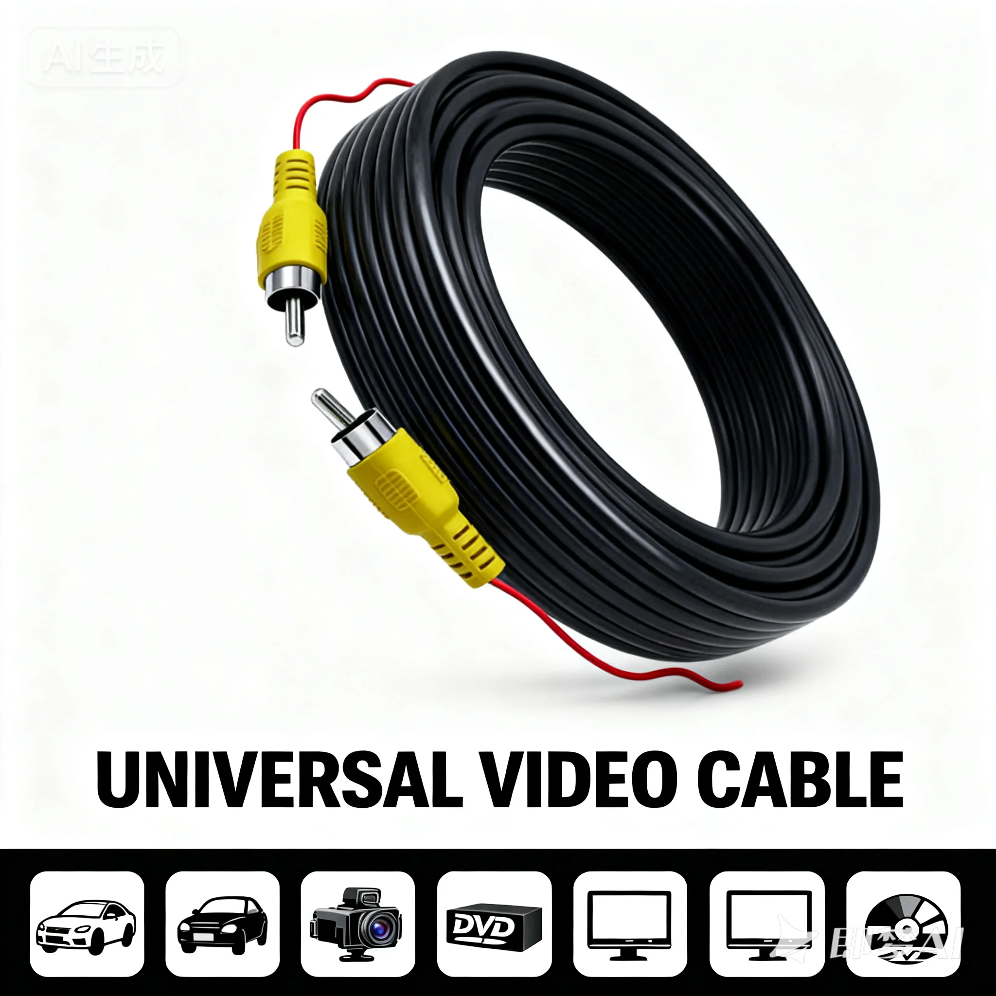 QXNY Car Rear View Camera RCA Wire 6m 10m 15m 20m Video Cable for Vehicle Reverse Multimedia Monitor Extension AV Cord Accessary