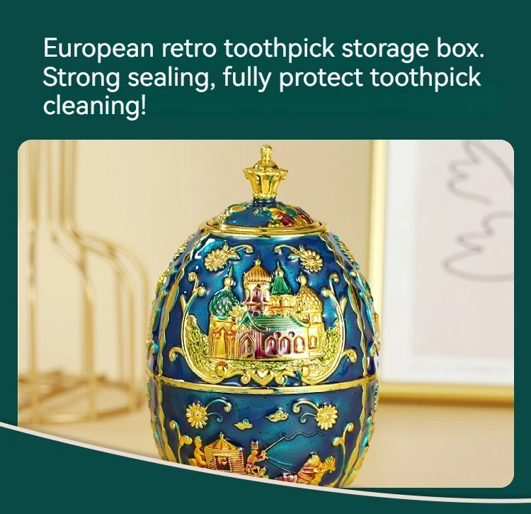 Convenient Fashion Metal Retro Toothpick Holder Toothpick Holder European Automatic Toothpick Holder Home Storage Decoration