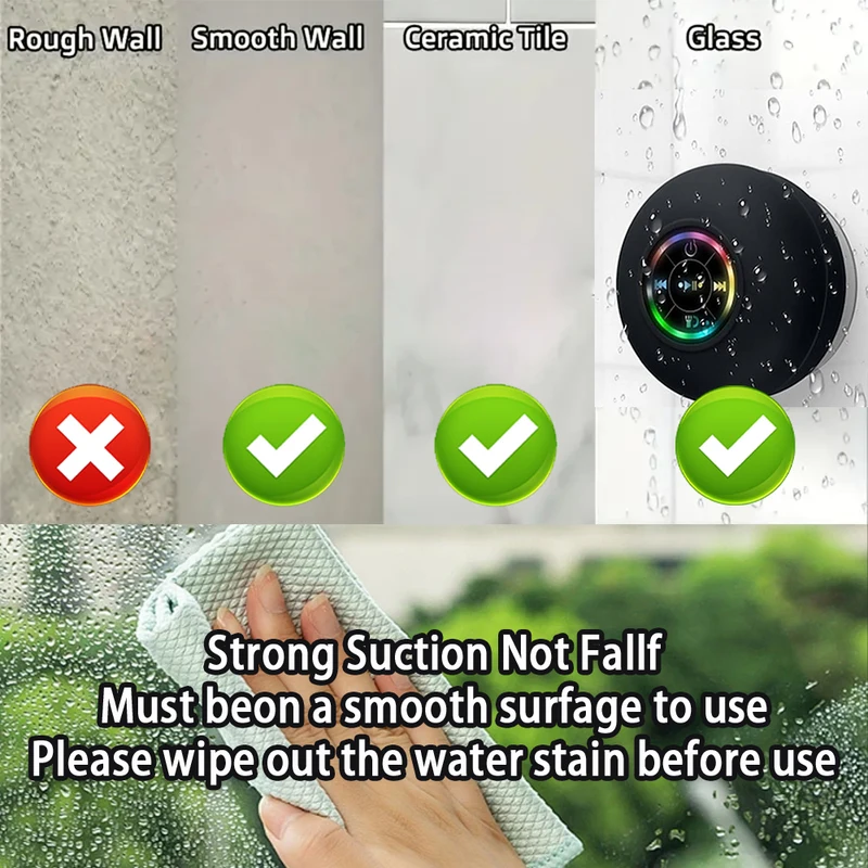 Portable Wireless Bluetooth Speaker LED Light IPX4