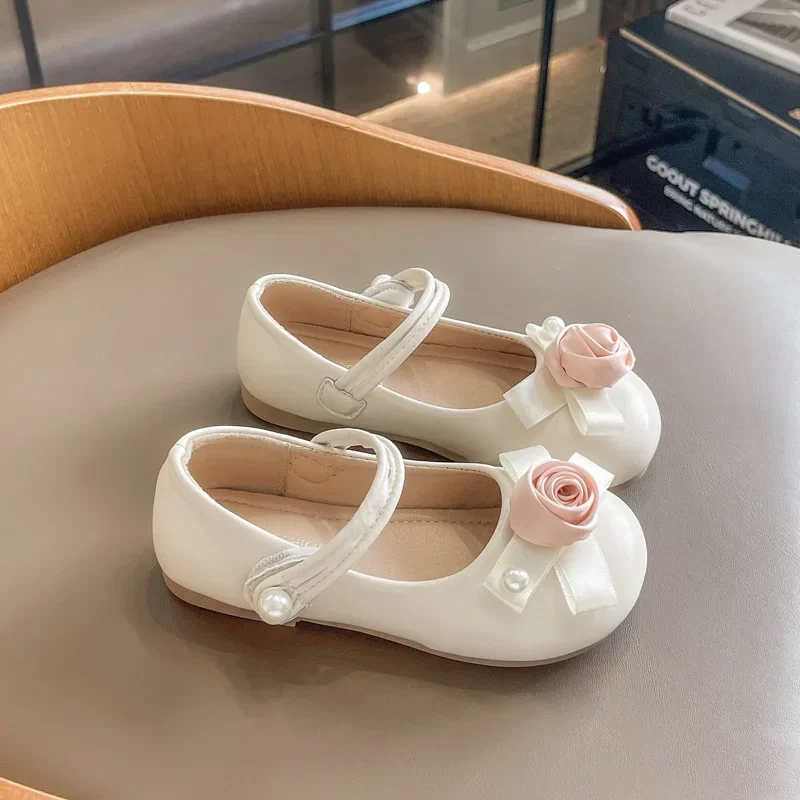 Fashion New Girls' Flat Shoes Spring Autumn Chic Children's Leather Shoes Sweet Elegant Princess Kids Party Shoes Soft Bottom 4