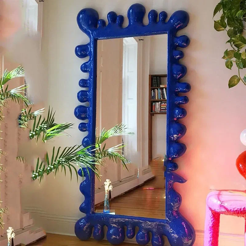 

Hanging Unbreakable Mirror Nordic Screen Wavy Infinity Rectangle Hallway Full Body Mirror Cool Square Specchio Creative Decor