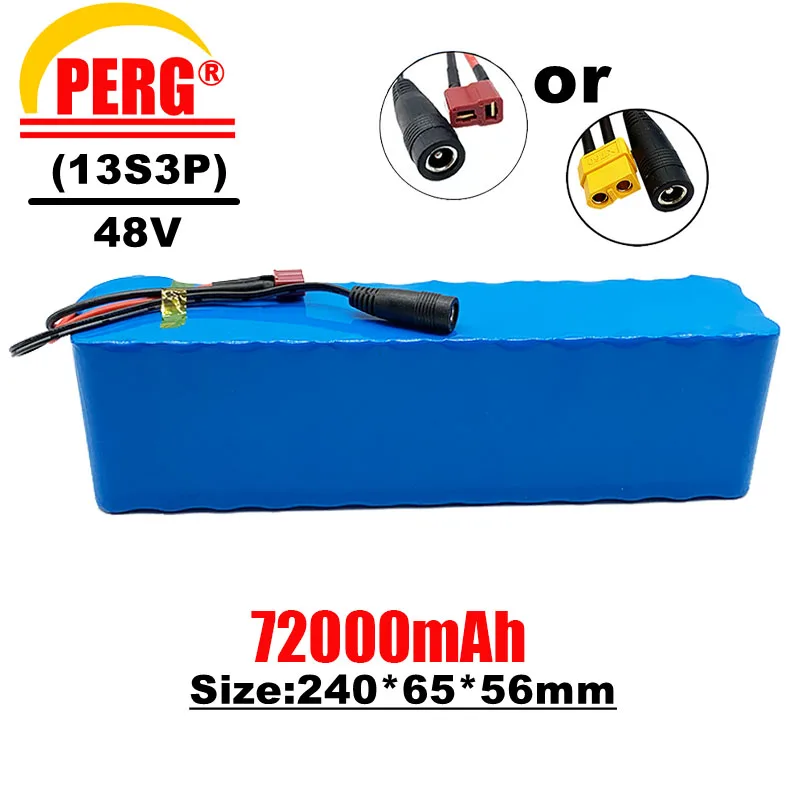 

48V lithium ion battery pack, 13s3p, 72AH,1000W, t plug or XT60 plug connection port,for bicycles and electric cars,built-in BMS
