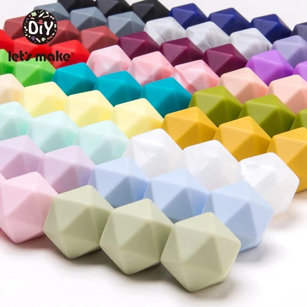 

14mm Silicone Beads Hexagon Bpa Free Silicone Teether Hand-made Accessories Diy Teething Toy Baby Chewable Accessories Gifts