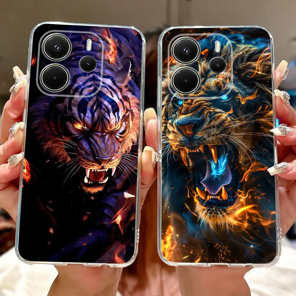 Clear Aesthetic Luxury Cute Cat & Floral Painted Soft Phone Case Cover