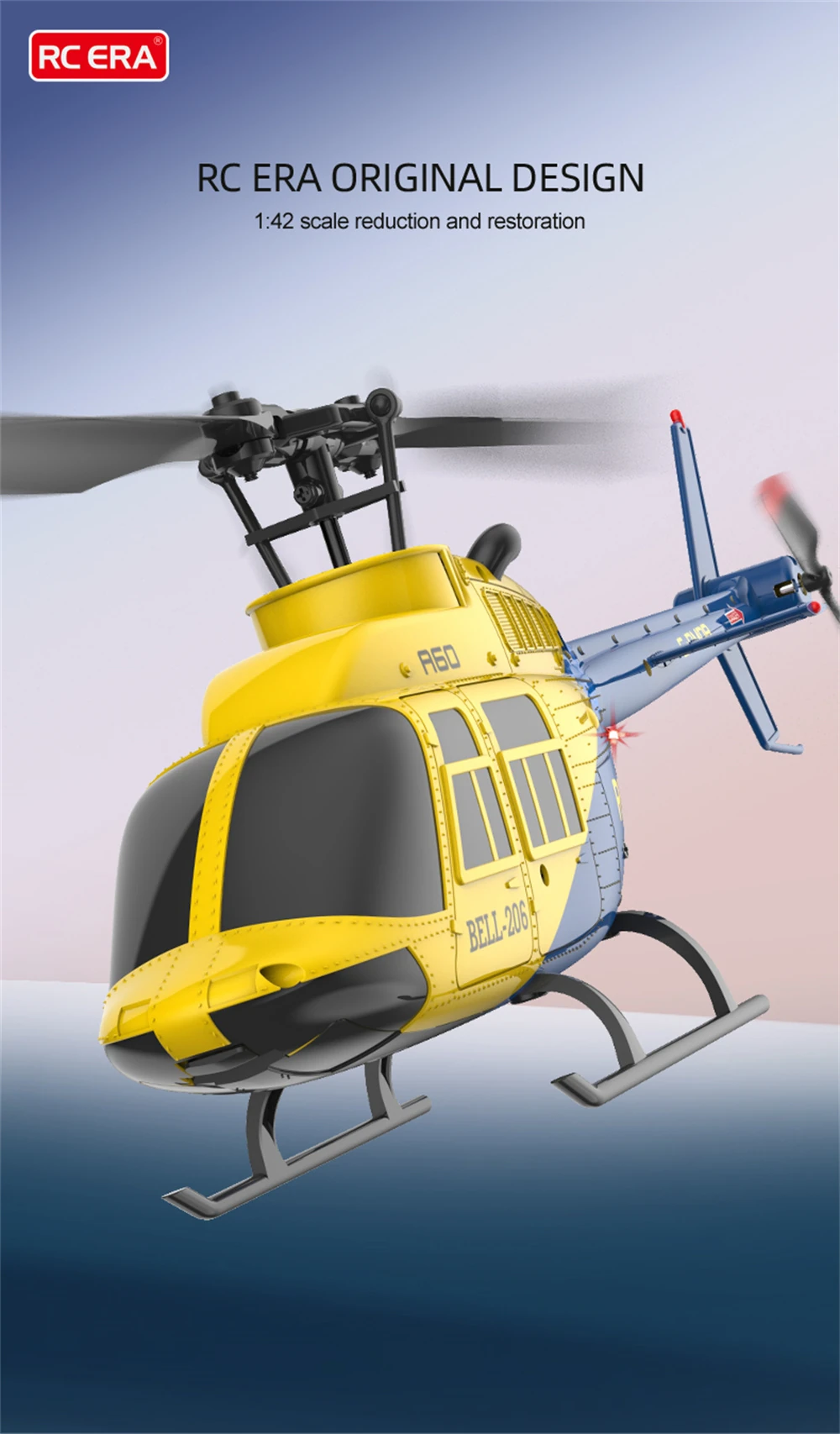 RC ERA A60 Mini Bell-206 2.4G 4CH 6-Axis Gyro 1:42 Scale Optical