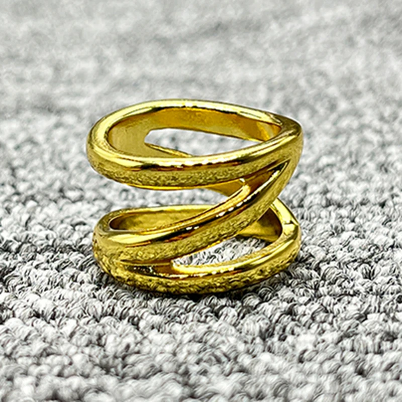 

Хит продаж 2022 Новое модное гальванизированное 925 серебро 14 К золото многослойное витое кольцо нишевое ювелирное изделие в подарок