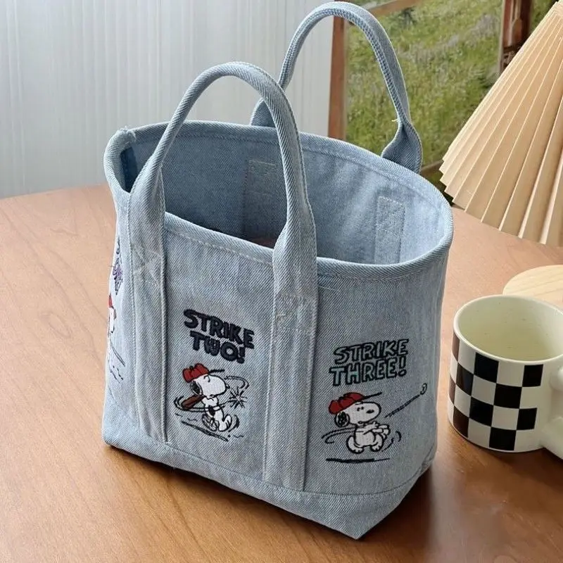 Bolso de mano Liuwei de mezclilla con bordado de Snoopy para mujer