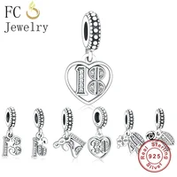 FC Jewelry Fit Original Pan Charms Bracelet 925 Silver 13th 18th 21th 50th 60th 70th Bead Making Women Birthday Berloque 2020 1