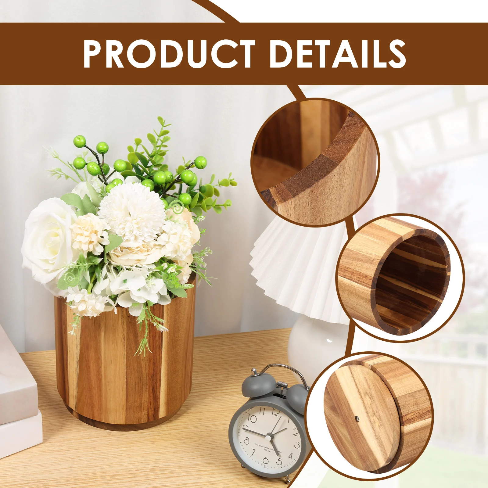 Wooden Utensil Holder 360 Rotating Kitchen Storage
