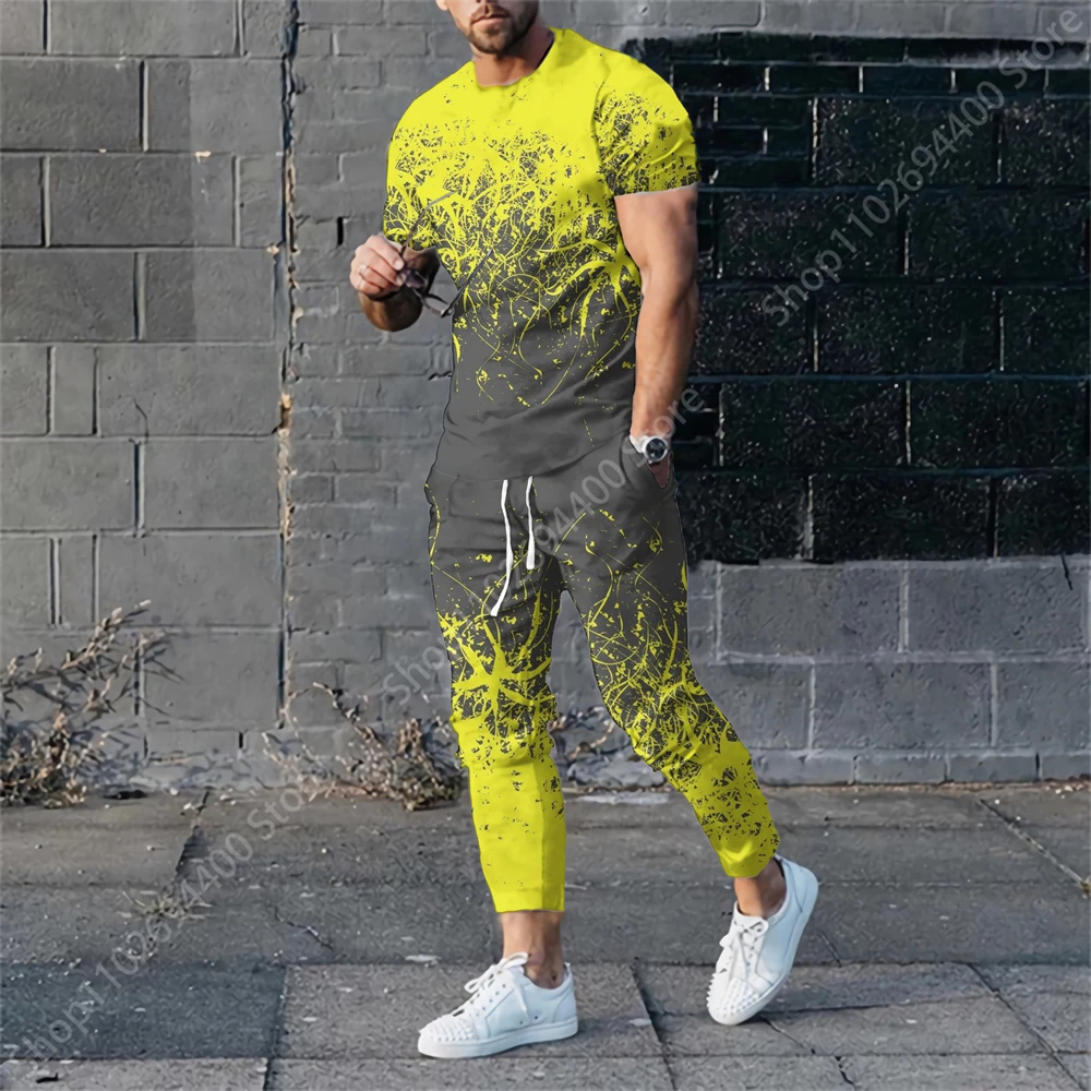 

New oversized men's clothing set Summer T-shirt Pants 2 piece suit Fashion beach shorts Sportswear Casual outdoor wear