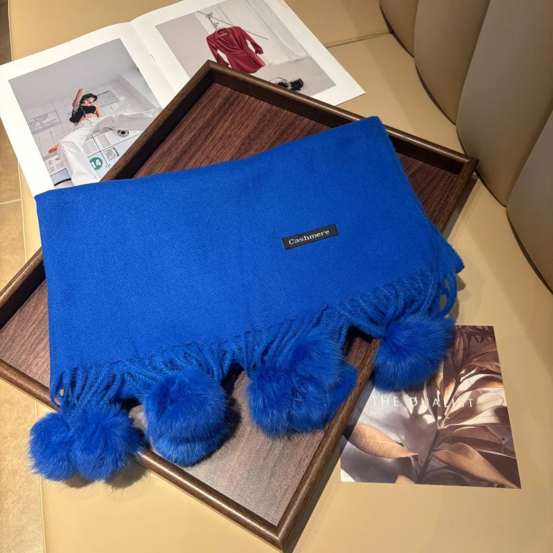 Rabbit fur ball Royal Blue