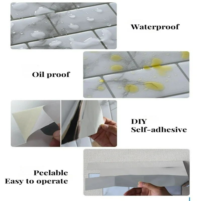 1/2/8 Sheets 3D Wall Sticker Self-adhesive Green Mosaic Peel Stick Wall Panel Backsplash for Kitchen Waterproof Tile Stickers wall stickers,self adhesive stickers,kitchen wall sticker,decorative tile stickers