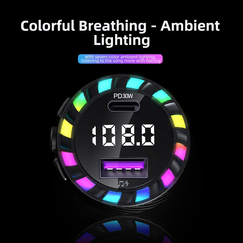 New 30W PD Car Charger QC3.0 Fast Charge Car Cigarette Lighter Plug 2 Port Car Charger Flash Charge with Digital Display 2025