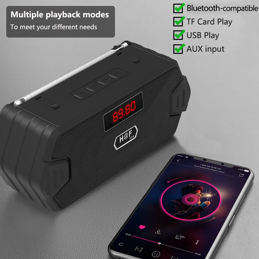 Portable Wireless Bluetooth Speaker with FM Radio and USB Connectivity
