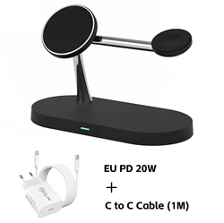 Magnetic 3 - in - 1 Wireless Charging Stand with Fast Charging Capabilities (T268 - Black EU)