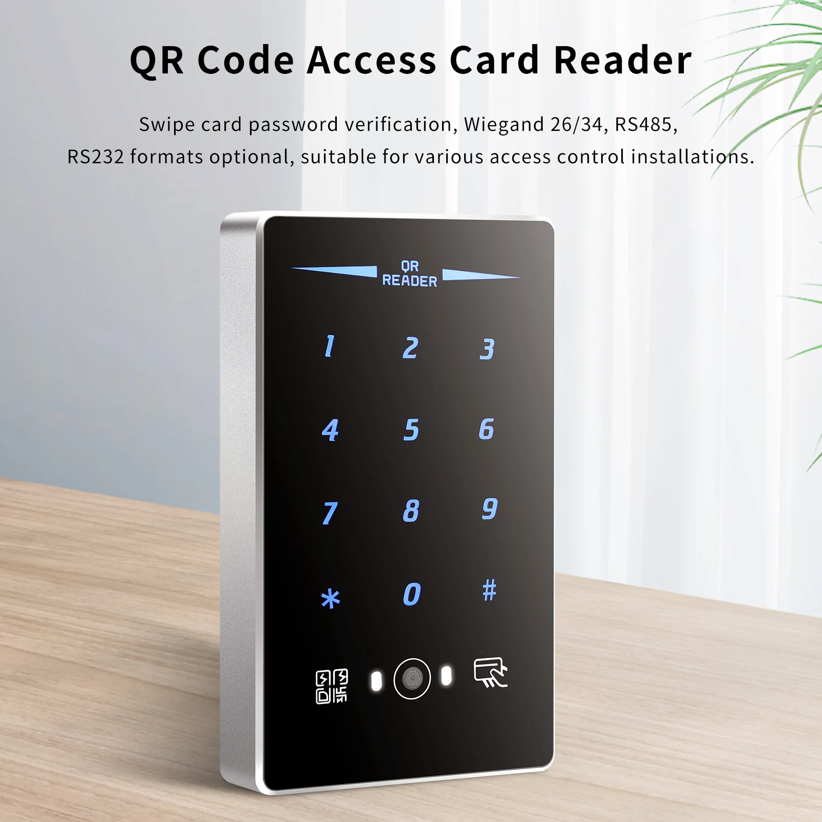 Waterproof QR Code Metal ID Access Control Keypads, NFC RFID Card Reader, RS232/RS485/WG Format, Used For Access Control Systems