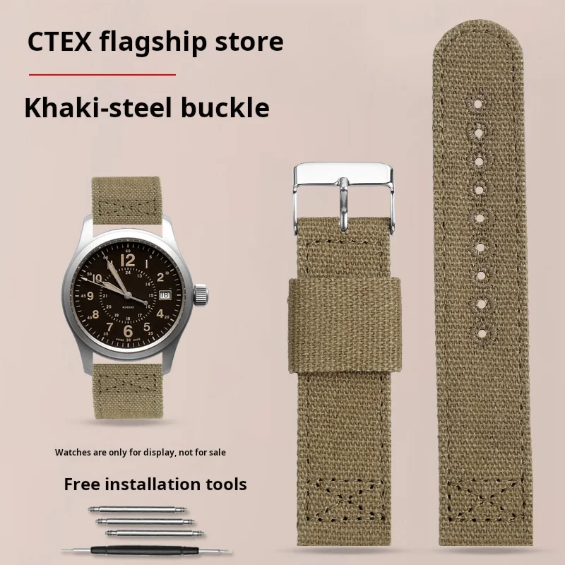 Men's Waterproof Canvas Watch Strap Bracelet, 20mm/22mm - Premium Quality