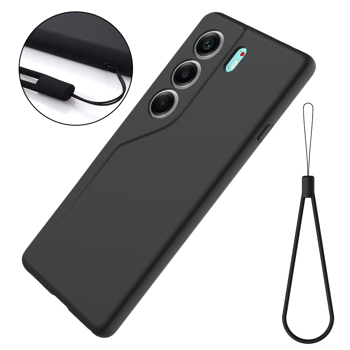 Silicone Ultra-Thin Soft Skin-Feel Case with Anti-Fall Lanyard