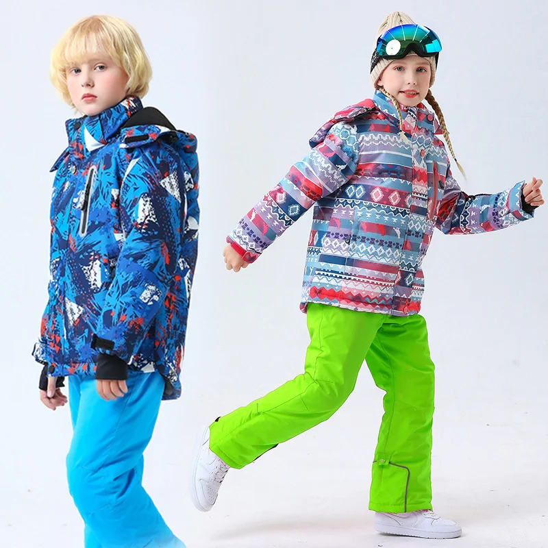 Children clothing Set Thermal Ski Suit Waterproof Pants Jacket Boy Girl Winter Sports Windproof 2pcs