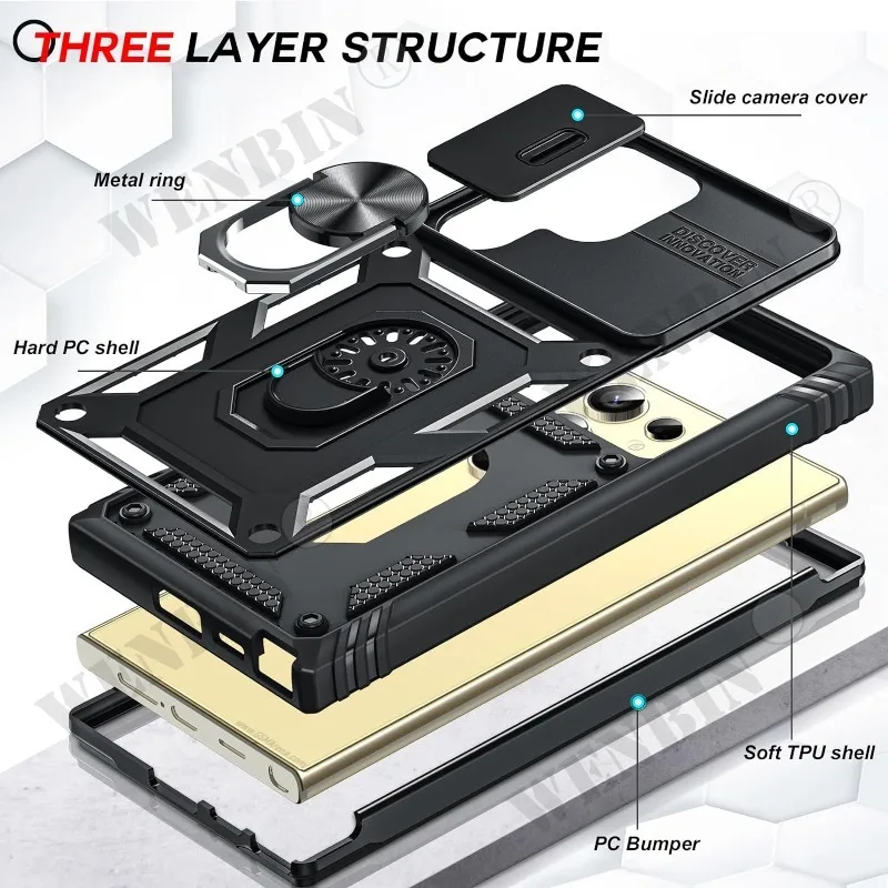 Heavy Duty Shockproof Case with 360° Rotating Kickstand and Camera Protection