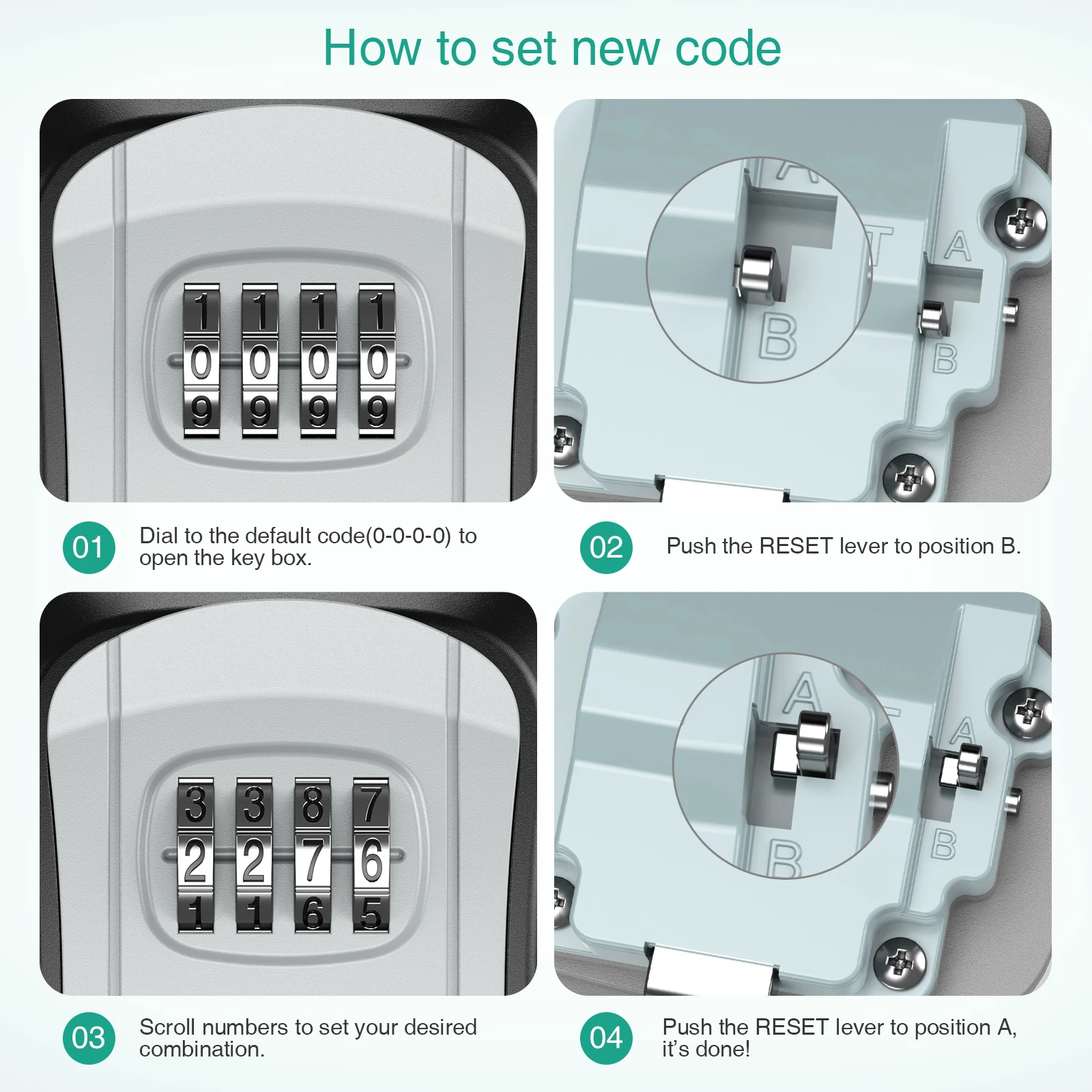 ORIA Key Lock Box Wall Mount Key Safe Box Waterproof Key Storage Box with 4 Digit Combination for Home Office Garage