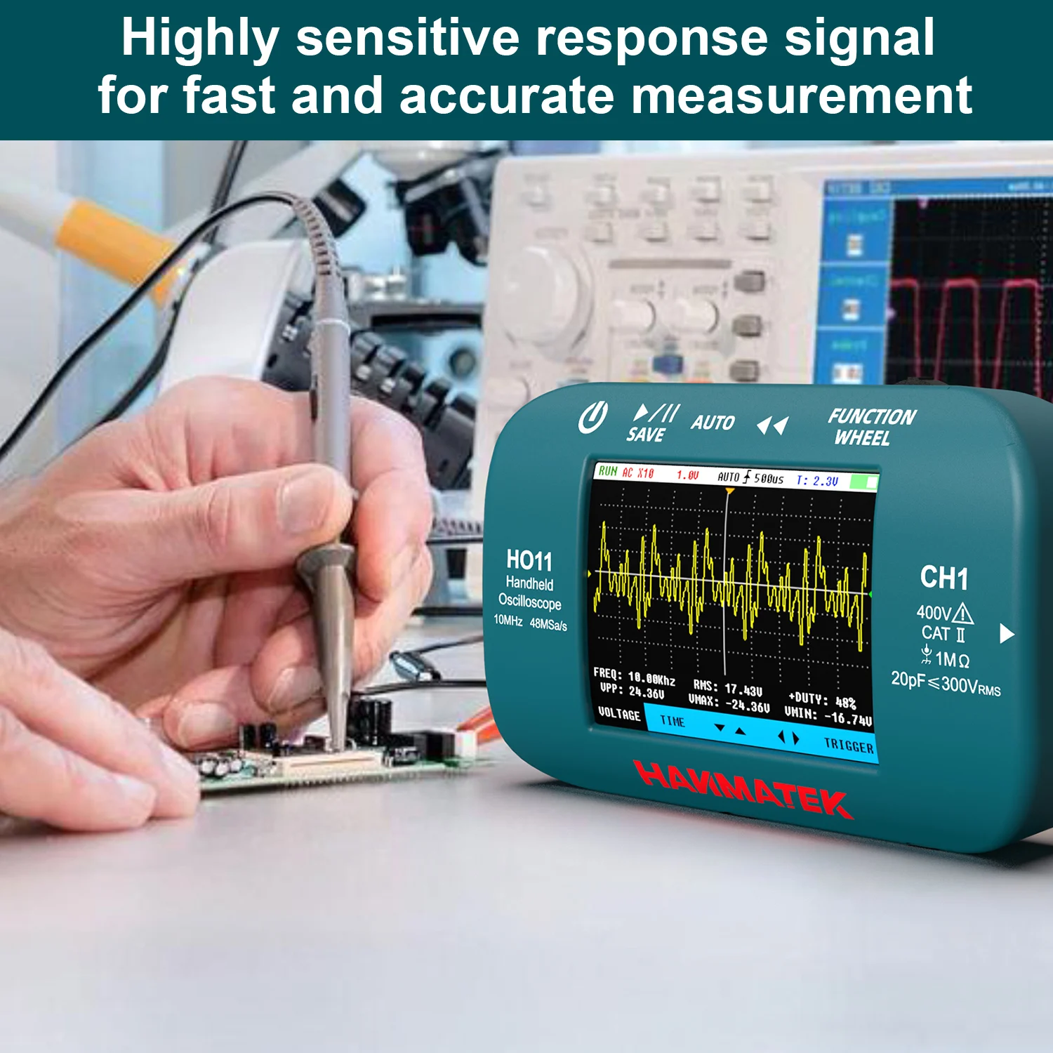 Hanmatek Digital Oscilloscope 10MhZ Bandwidth Highly Sensitive Response Signal Mini Handheld Oscilloscope Electronic Repair digital oscilloscope