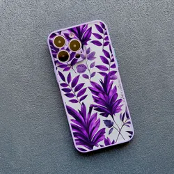 Tropical Purple Leaf Flower Shockproof Phone Case - iPhone 12 Pro (Purple ZSH 1)