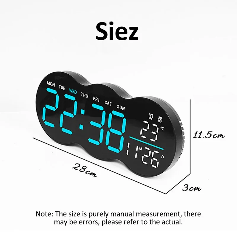 Multifunctional Digital Wall Clock With Bottom Spotlight Remote Control Wall Mounted Alarm Clock With Timing Function Dual Alarm